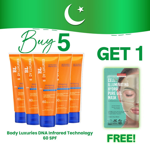 Buy 5 Whitening Sunscreens SPF-60 & Get 1 Purederm Mask Free