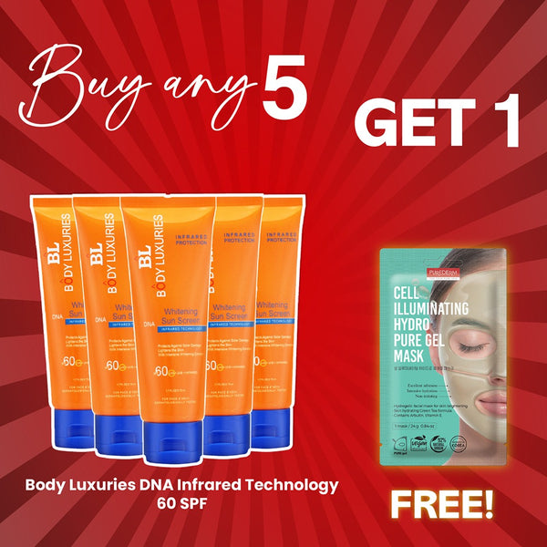 Buy 5 Whitening Sunscreens SPF-60 & Get 1 Purederm Mask Free