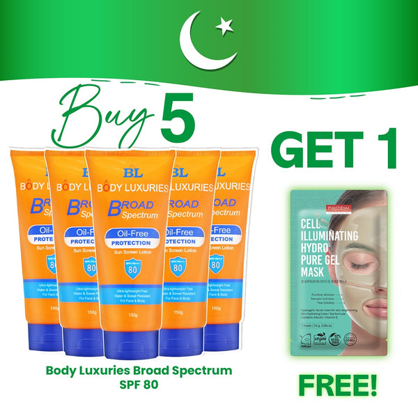 Buy 5 Broad Spectrum Sunscreens SPF-80 & Get 1 Purederm Mask Free