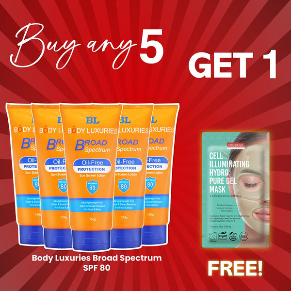 Buy 5 Broad Spectrum Sunscreens SPF-80 & Get 1 Purederm Mask Free
