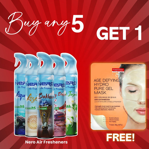 Buy 5 Nero Air Freshener & Get 1 Purederm Mask Free