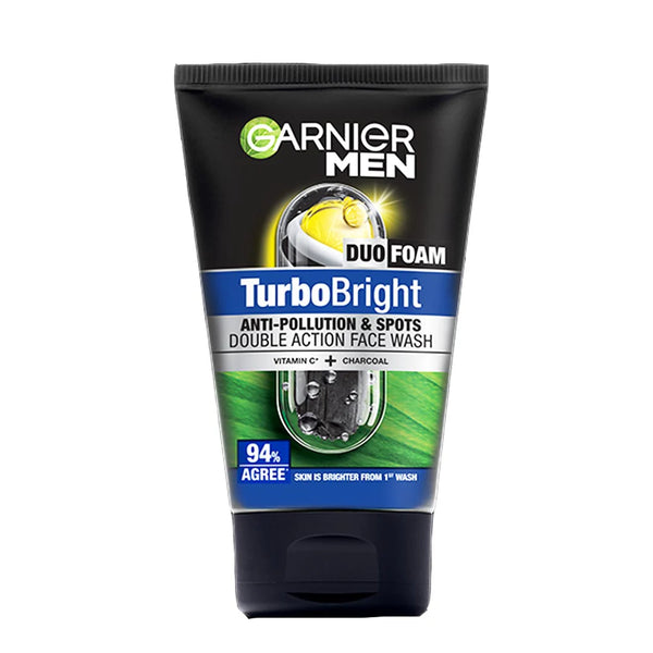 Garnier Face Wash Men TURBOBRIGHT - DARK SPORTS +PORE | DUO FOAM TUBE 100ml