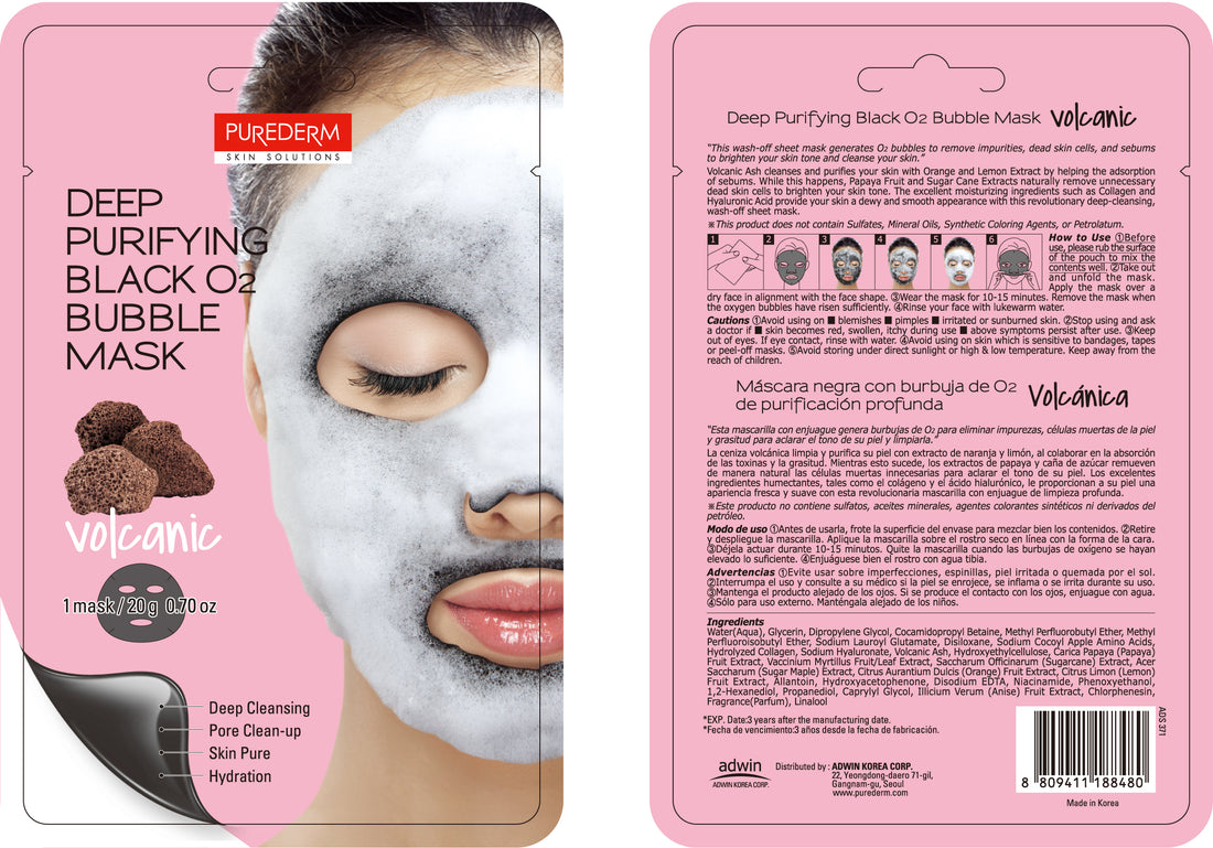 Purederm Deep Purifying Black O2 Bubble Mask - Volcanic ADS371