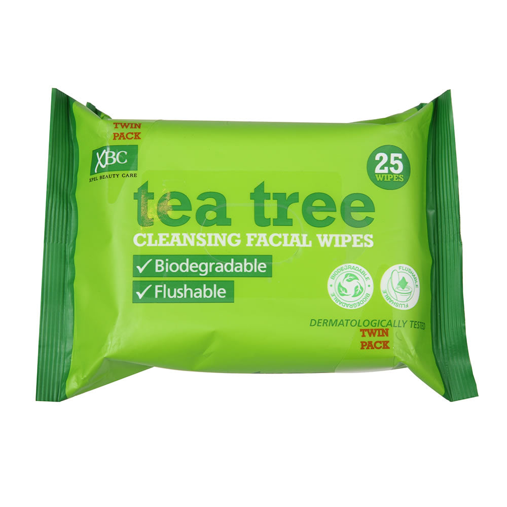 Xpel Tea Tree Facial Wipes, 25 Pieces